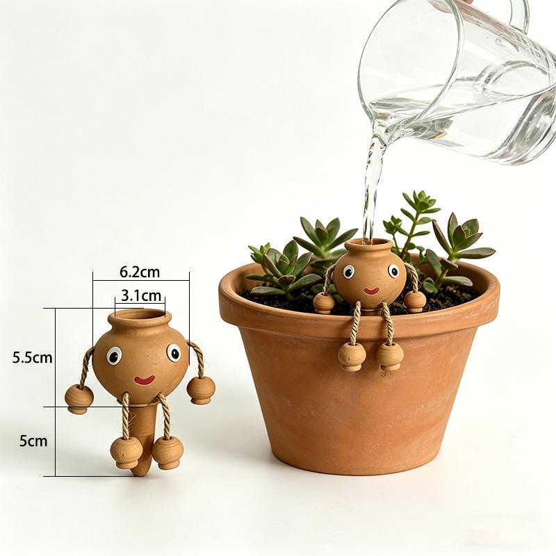 Terracotta & White Ceramic Self‑Watering Spike Automatic Plant Waterer for Potted Plants