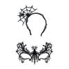 Spiders Web Poncho Dress Lace Gloves Earring Headband Stockings for Halloween Party Spiderweb Costume Accessories