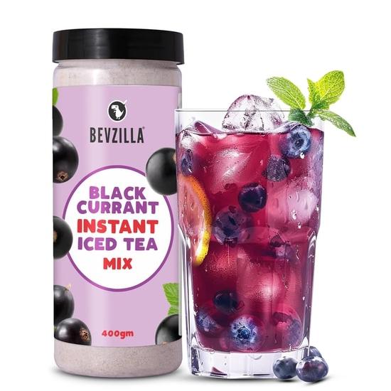 Bevzilla Black Currant Instant Iced Tea Mix - 400 Grams | Perfect For Summers | Refreshing | Instant