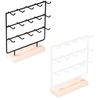Wood Base Earring Display Stand with 3 Tiers and 15 Hooks Jewelry Presentation Rack Stylish Accessory Organization Shelf