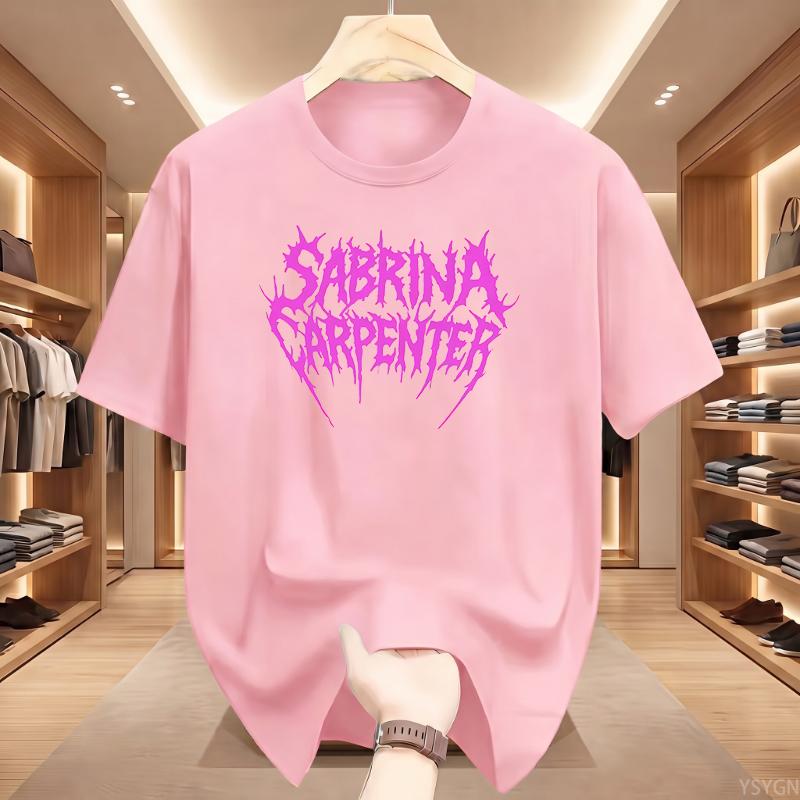 Sängerin Sabrina Carpenter Musik Y2k T-Shirt Unisex Unisex Vintage Mode Hochwertiges T-Shirt Oversized Baumwolle Rosa Logo T-Shirts Geschenke