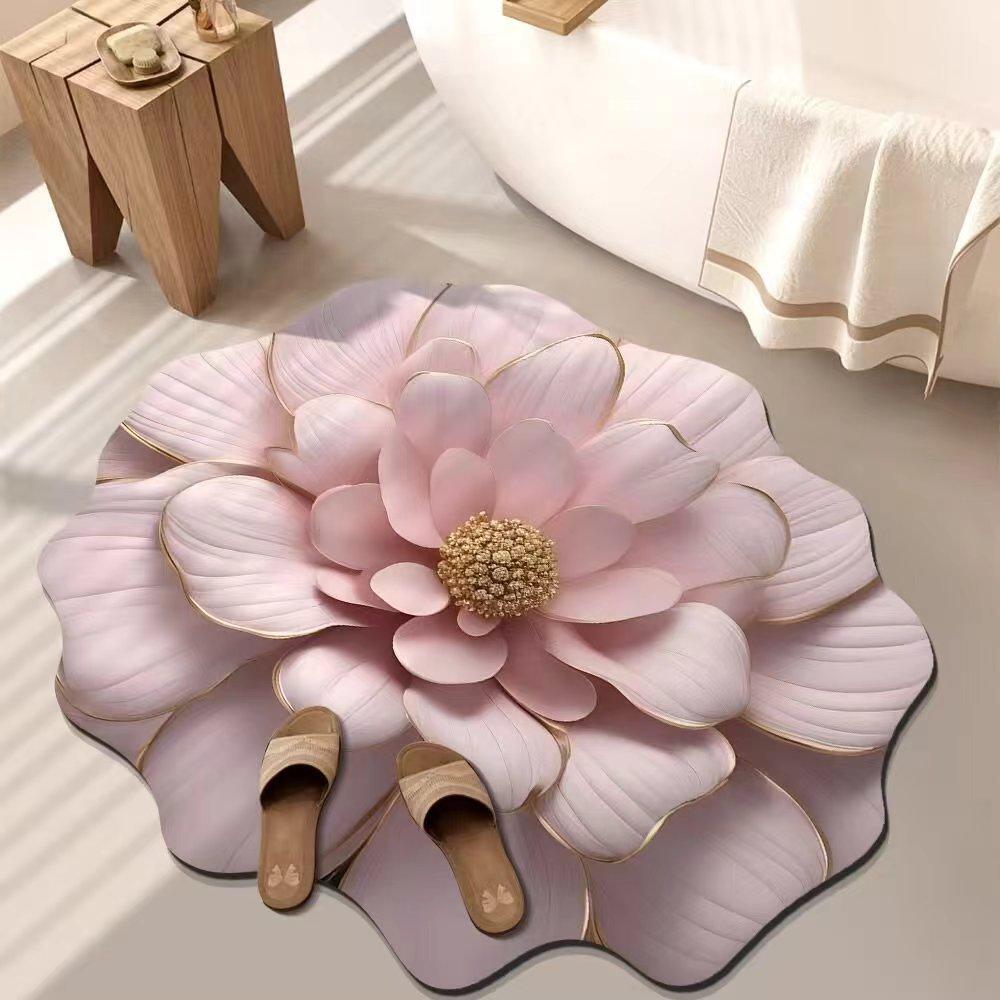 3D Flower Carpet Absorbent Floor Mat Living Room Dressing Room Non Slip Floor Mat Bedroom Bedside Carpet