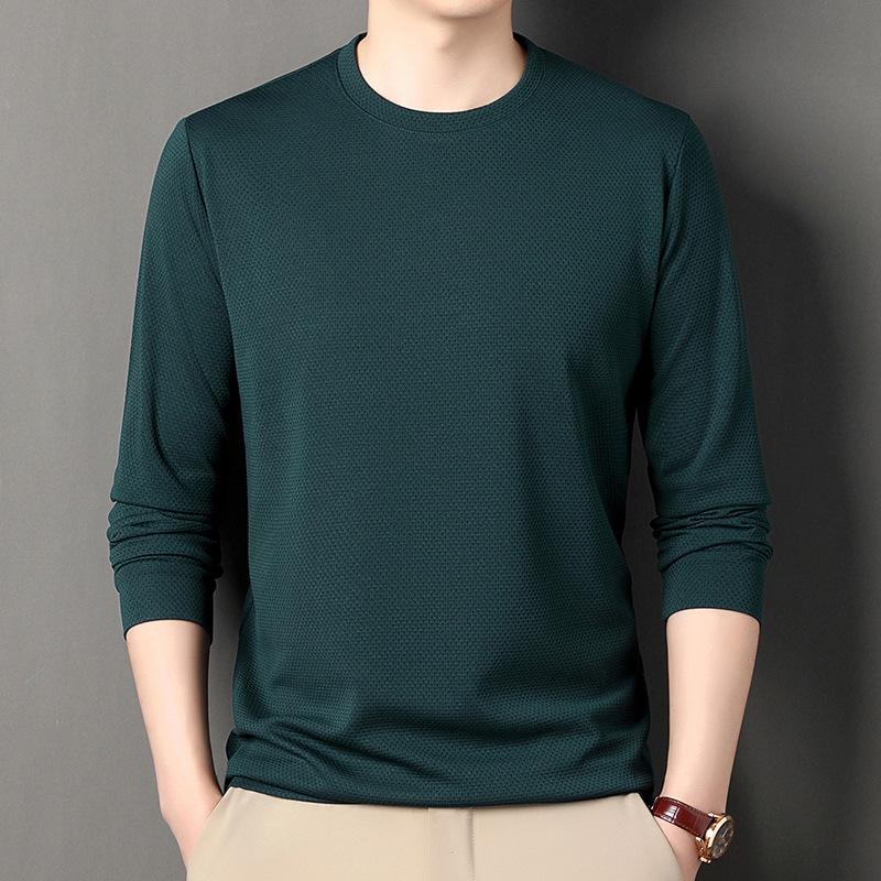 Men T-Shirt High Quality Polyester T Print Teenager Tops Bottoming Shirt Crew Neck Fashion Long Sleeve New