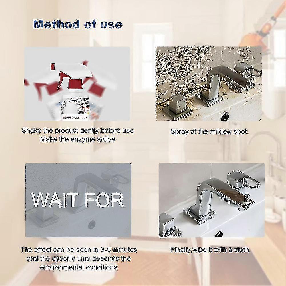 1-3x Mildew Removal Spray, Mold Remover Spray, Household Removal Spray For Kitchen Bathroom