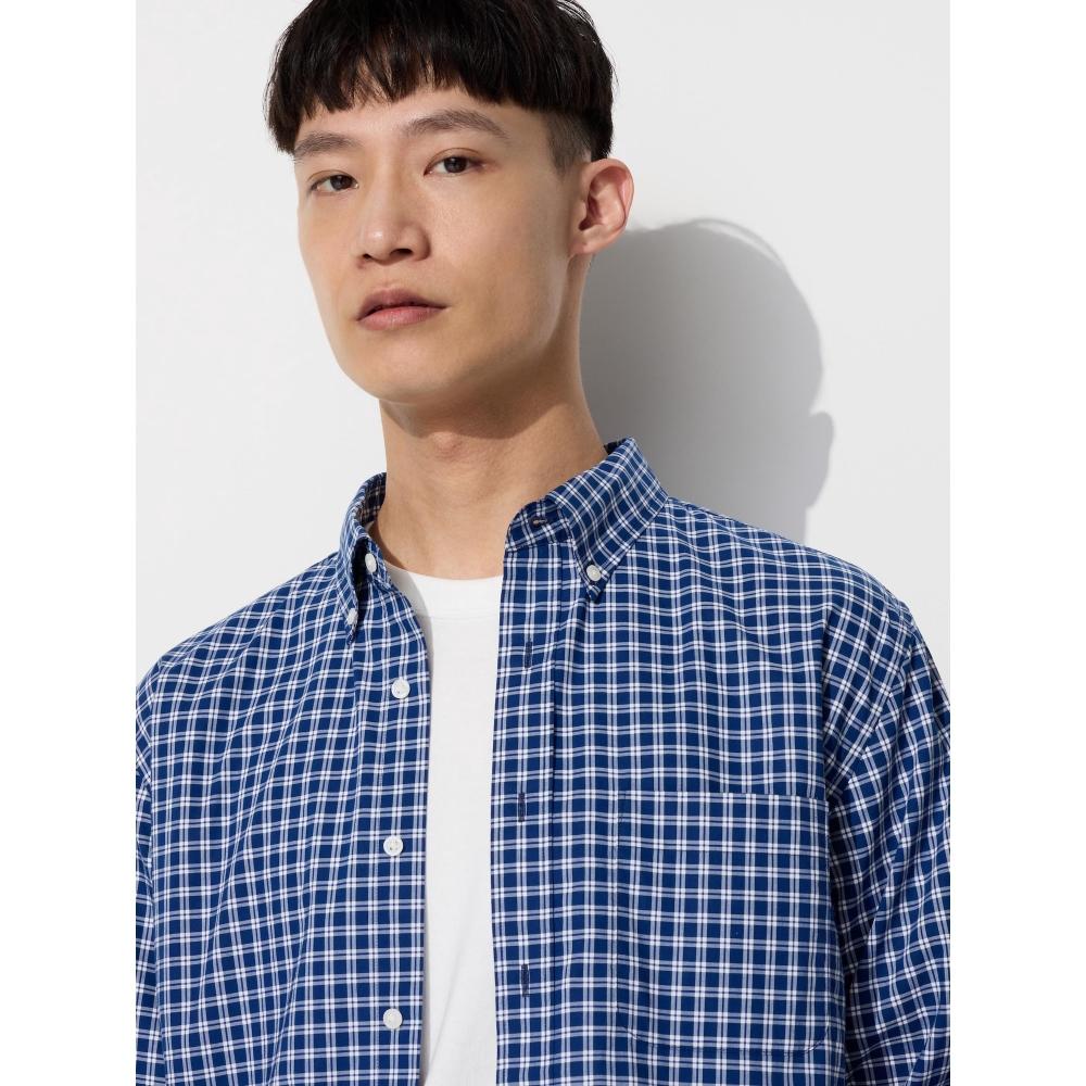

Широкая рубашка в клетку UNIQLO JAPAN на пуговицах