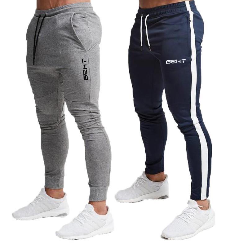 Mens Casual Fitness Workout Trousers Slim Fit Sports Pants Long Black Jogging Pants Gym Wear