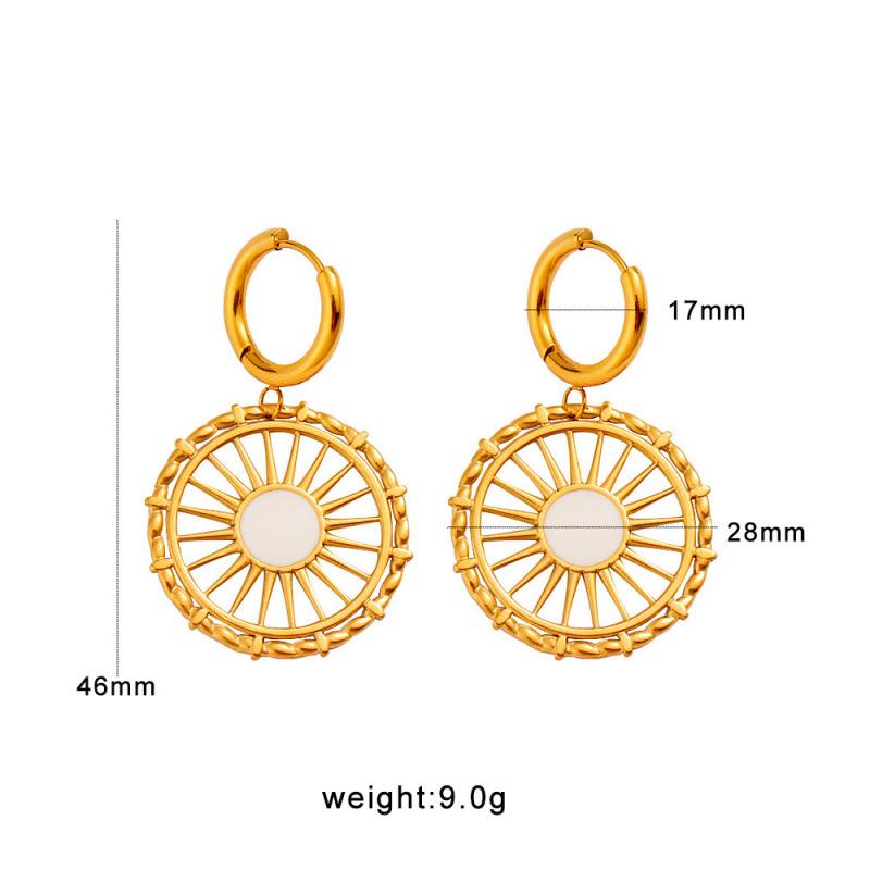 Meishiduo Retro Stainless Steel Circular Sun Stud Earrings