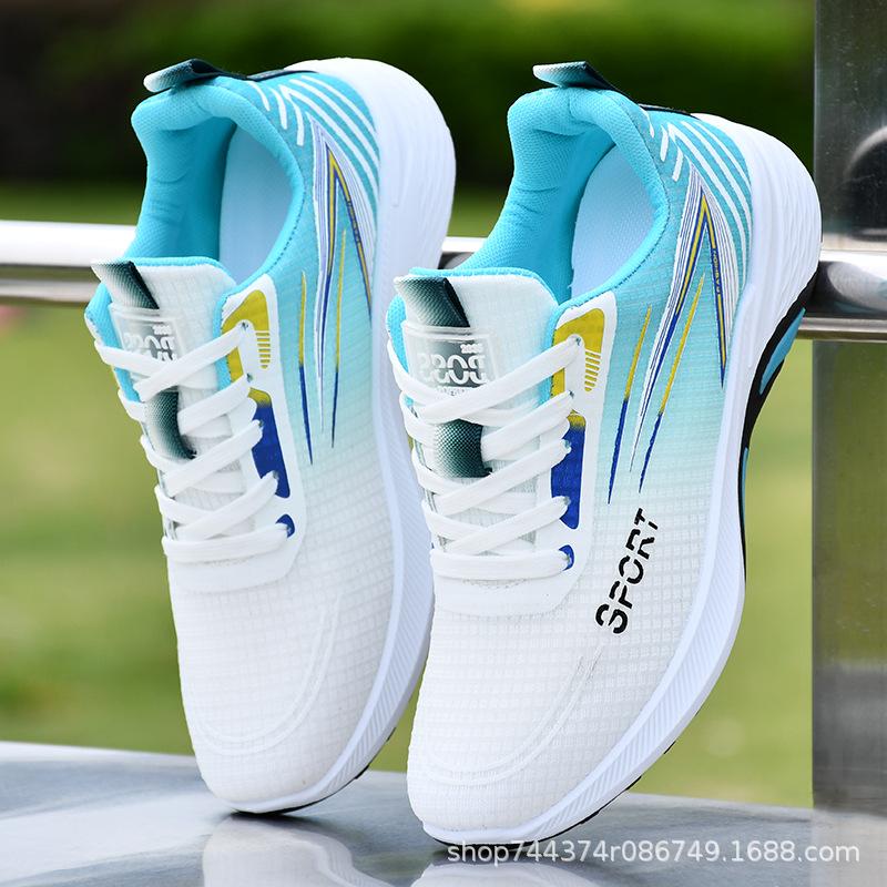 Neue Frühjahrs- und Herbst-Flugweb-Mesh-Schuhe atmungsaktive und leichte Laufschuhe rutschfeste Freizeit-Sportschuhe weich-gepolsterte Fitnessschuhe