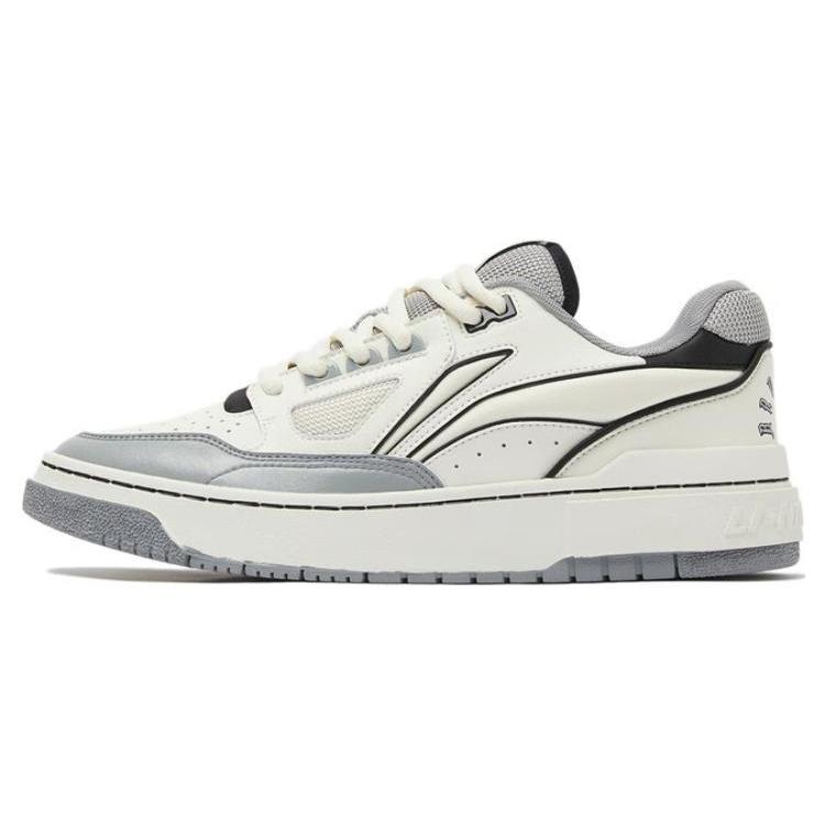 New LiNing Rookie 2 Anti Slip And Wear Resistant Breathable Low Top Vintage Basketball Shoes White Gray ABCT011-3