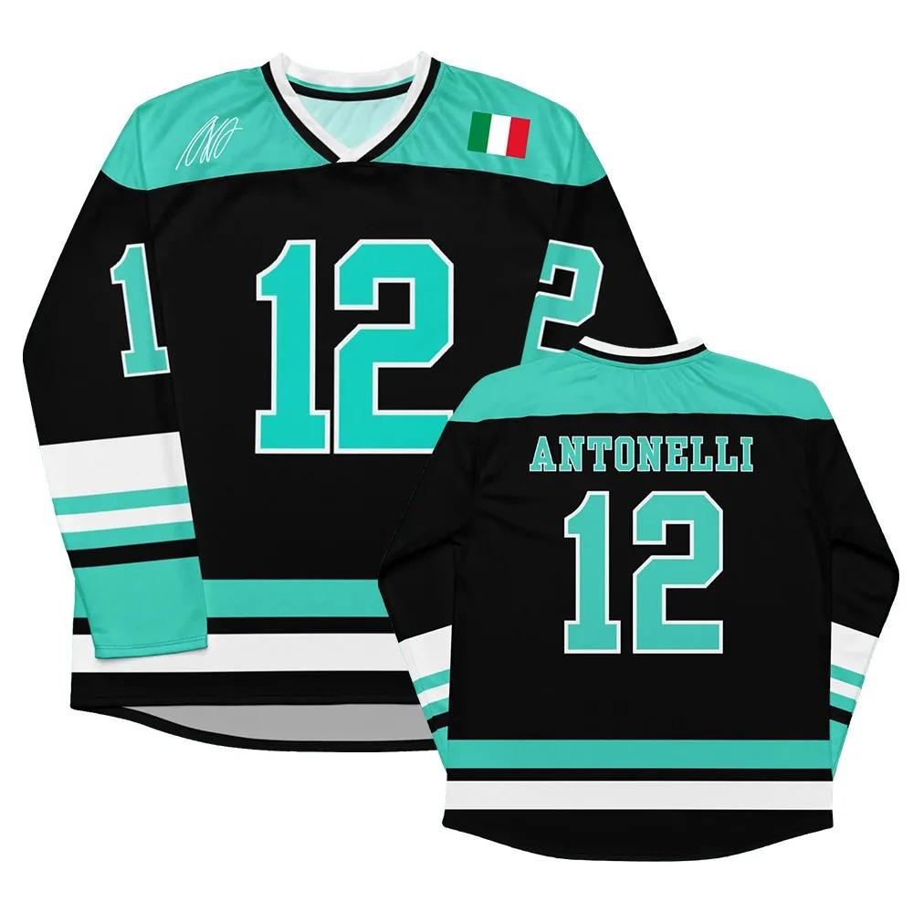 Kimi Nr.12 Antonelli Racing Coureur Hockey Jersey Nummer 12 Ontwerp 3D Print T-shirt Unisex Streetwear V-hals Korte Mouw T-shirts