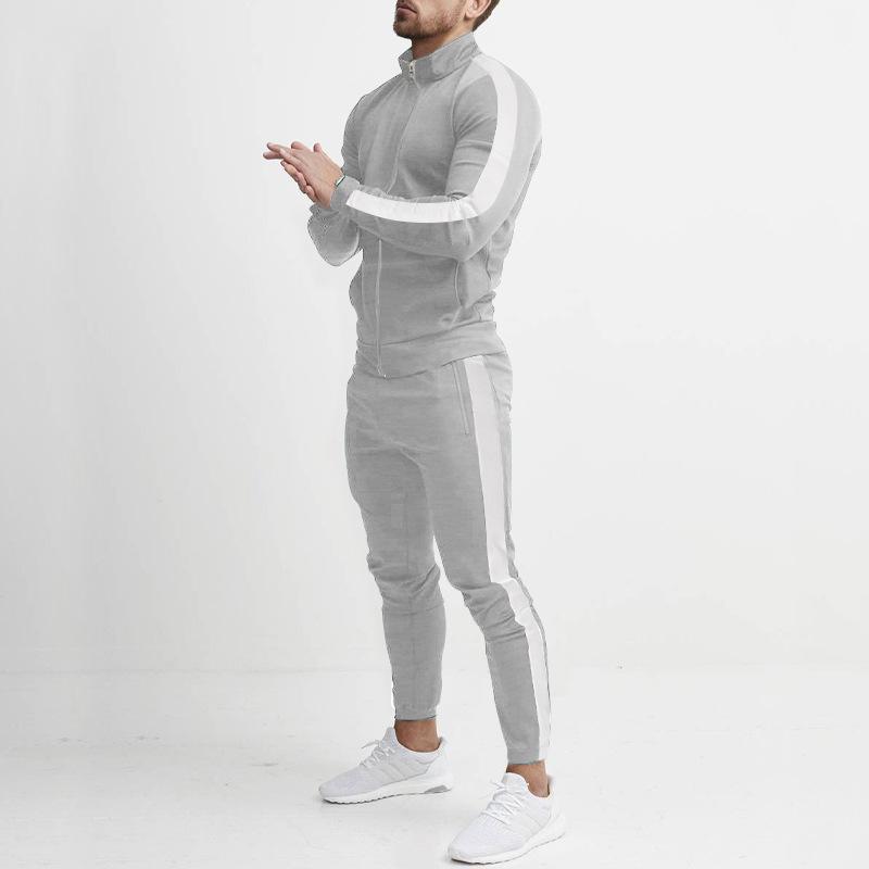 Autumn and Winter Casual Men's Sports Suit Color Matching Men's Clothing