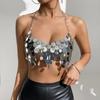 European and American New Ins Nightclub Sexy Sequined Backless Chain Women's Vest