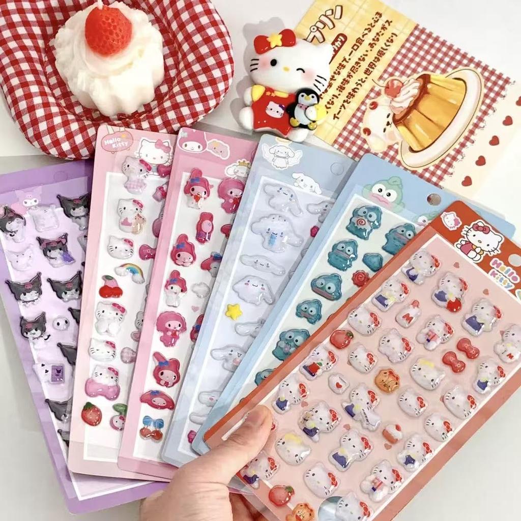 Set mit 6 niedlichen 3D-Aufklebern aus aufquellendem Epoxidharz für DIY für Mädchen und Jungen, Harz, Planer, Tagebücher, Belohnungen, Bastelarbeiten,