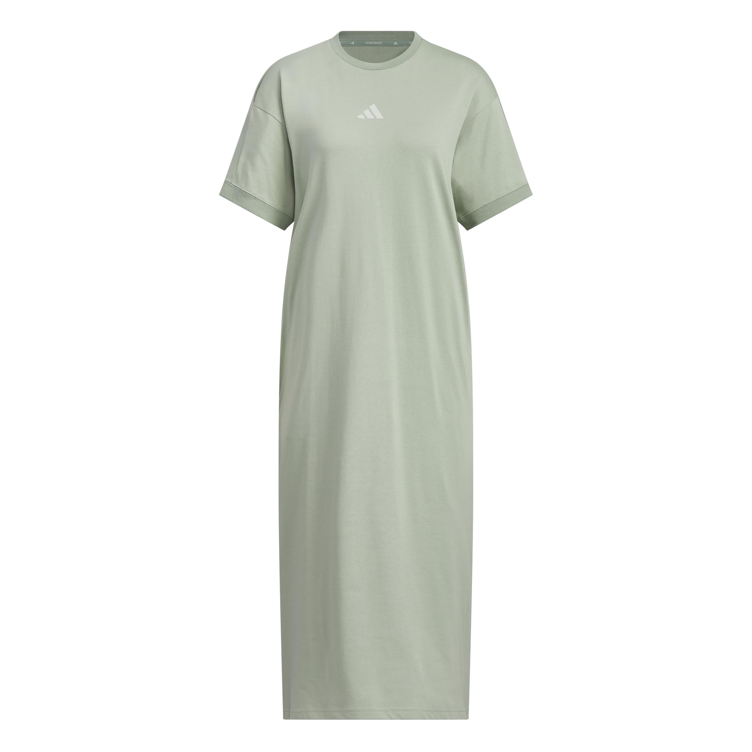 

Платье-футболка Adidas One Piece Word серебристо-зеленое женское, (KQD30, JN9971)