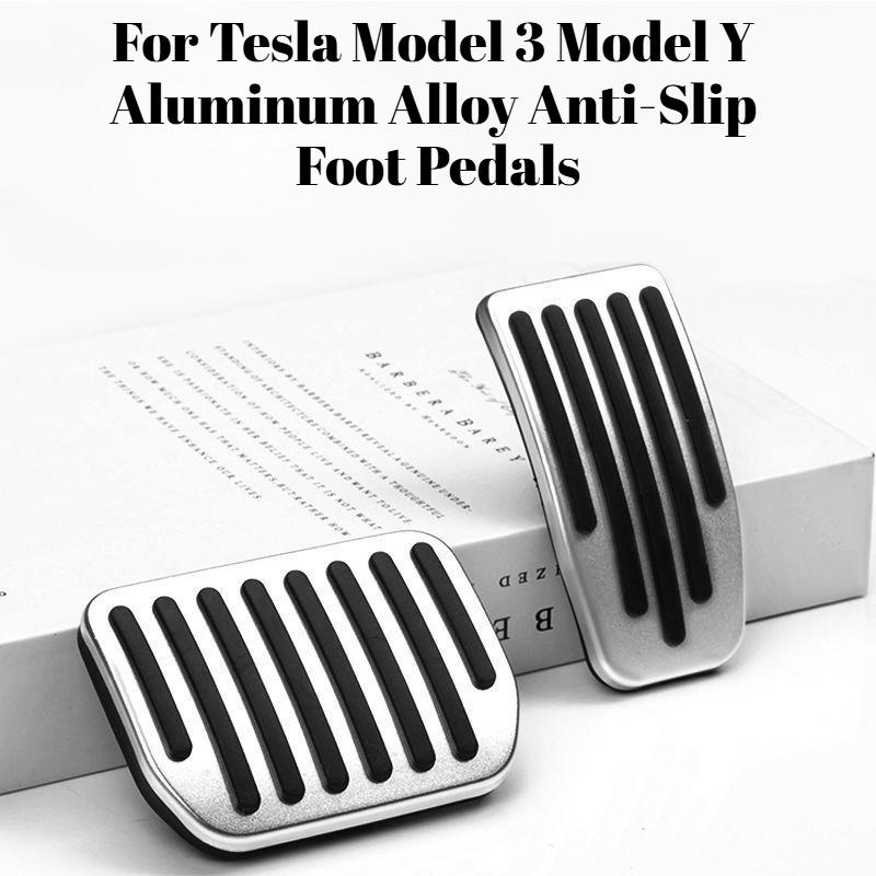 For Tesla Model 3 Model Y Aluminum Alloy Anti-Slip Foot Pedals Set Brake Gas Accelerator Rest Pedal Black Car Accessories