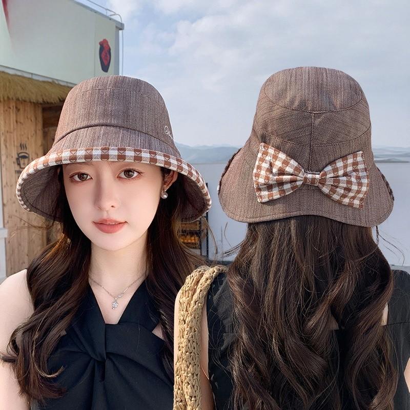 Summer Sun Protection Hat With Large Brim And Butterfly Bow For Outdoor Leisure
