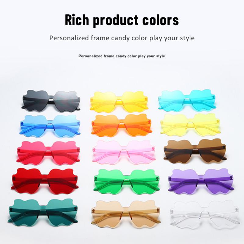 2/4/6PCS Eyewear Frameless Clear Lens Colorful Funny Gafas De Sol Shades Polarized Rimless Jelly Color Personality For Women Men