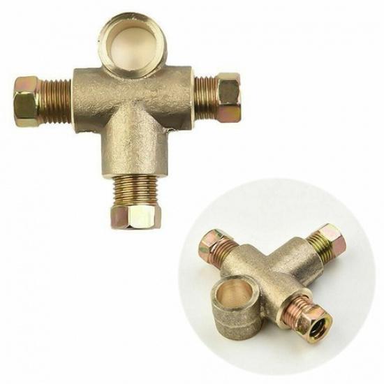 2x Tee Brake Line Hose Connector 3 Way Adapter W/ 3 Male Nut Union 3/16 Fitting