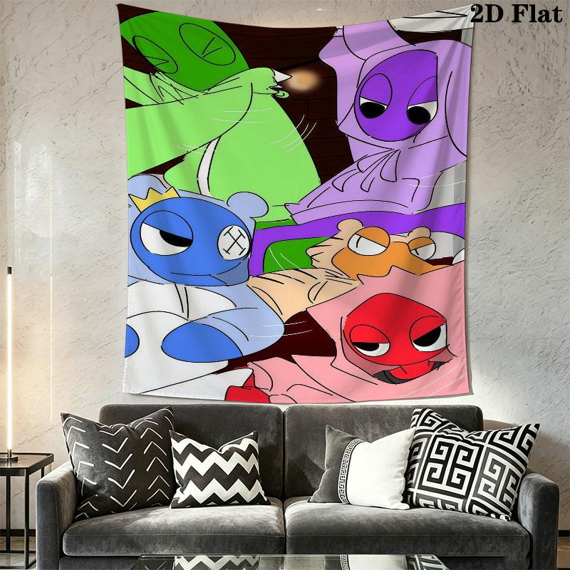 Rainbow Friends Force Wandteppich Ästhetischer Wandbehang Bedruckte Stoffdecke Dekorative Wandteppiche für Schlafzimmer Wohnzimmer Heimdekoration