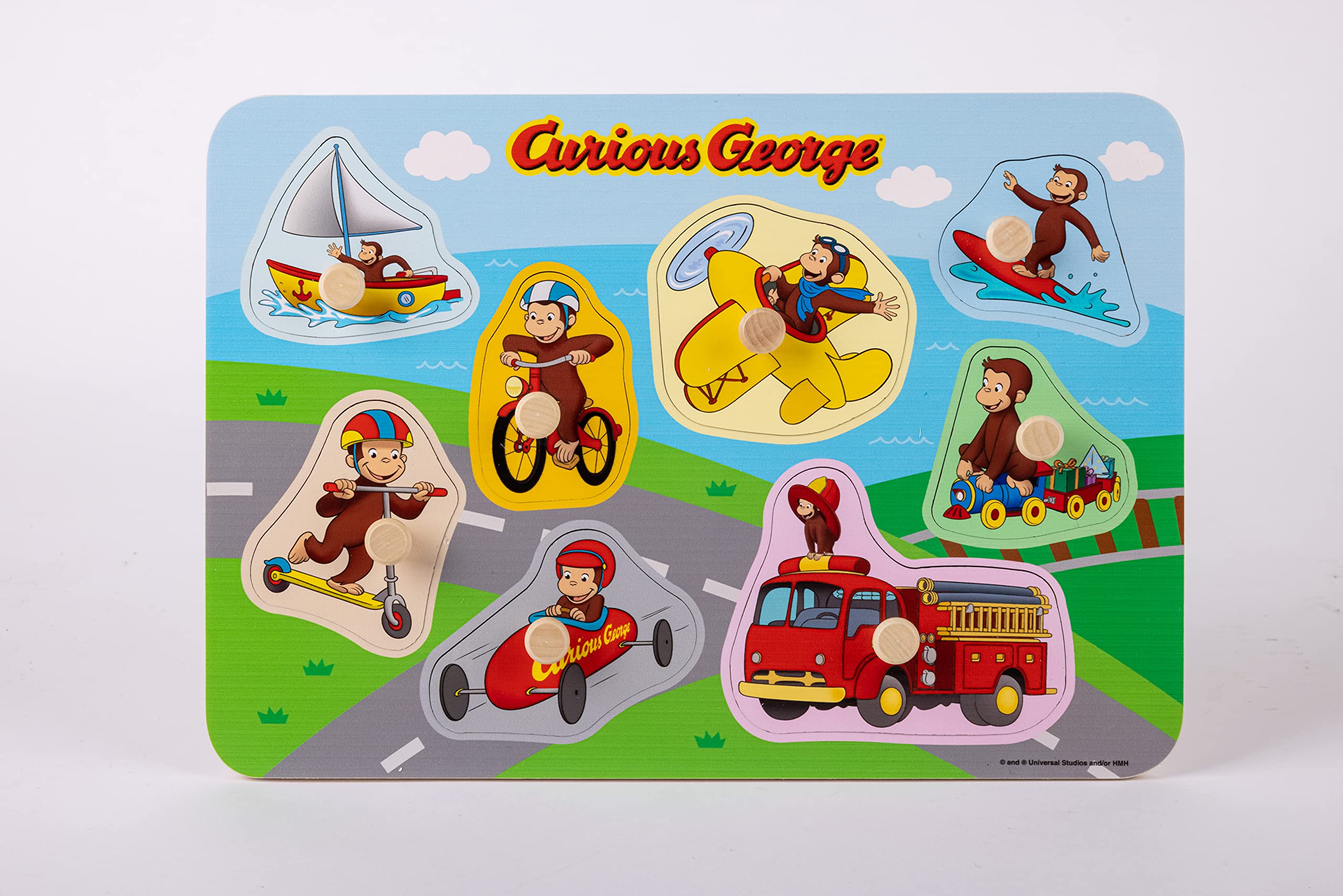 

Curious George Wooden Matching Puzzle and VG15 ~George Vehicles~