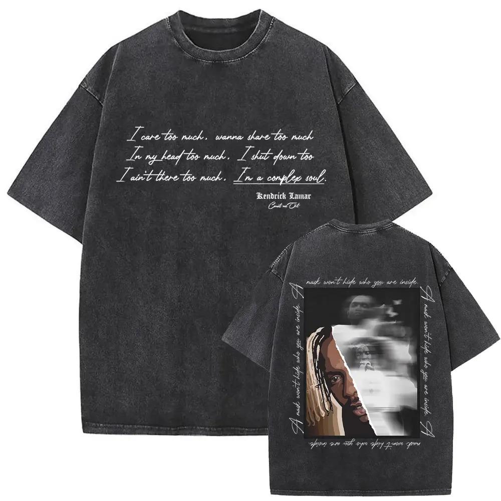 Limited Washed Vintage Rapper Kendrick Lamar DAMN Double Sided Print T-shirt Men Women Hip Hop Fashion Street Oversized T Shirts