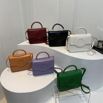 Fashionable Solid Color Bag for Women's New Winter Diamond Candy Color Hand-held One-shoulder Crossbody Bag Simple Small Square Bag