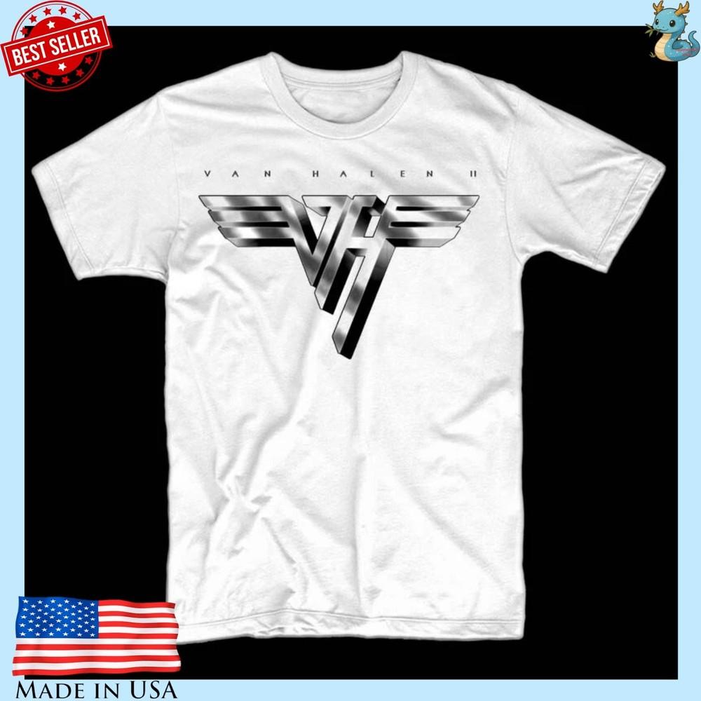 Classic Rock Van Halen Logo Shirt Vintage Reprint Band Graphic Tee Natural Unisex T-Shirt XL