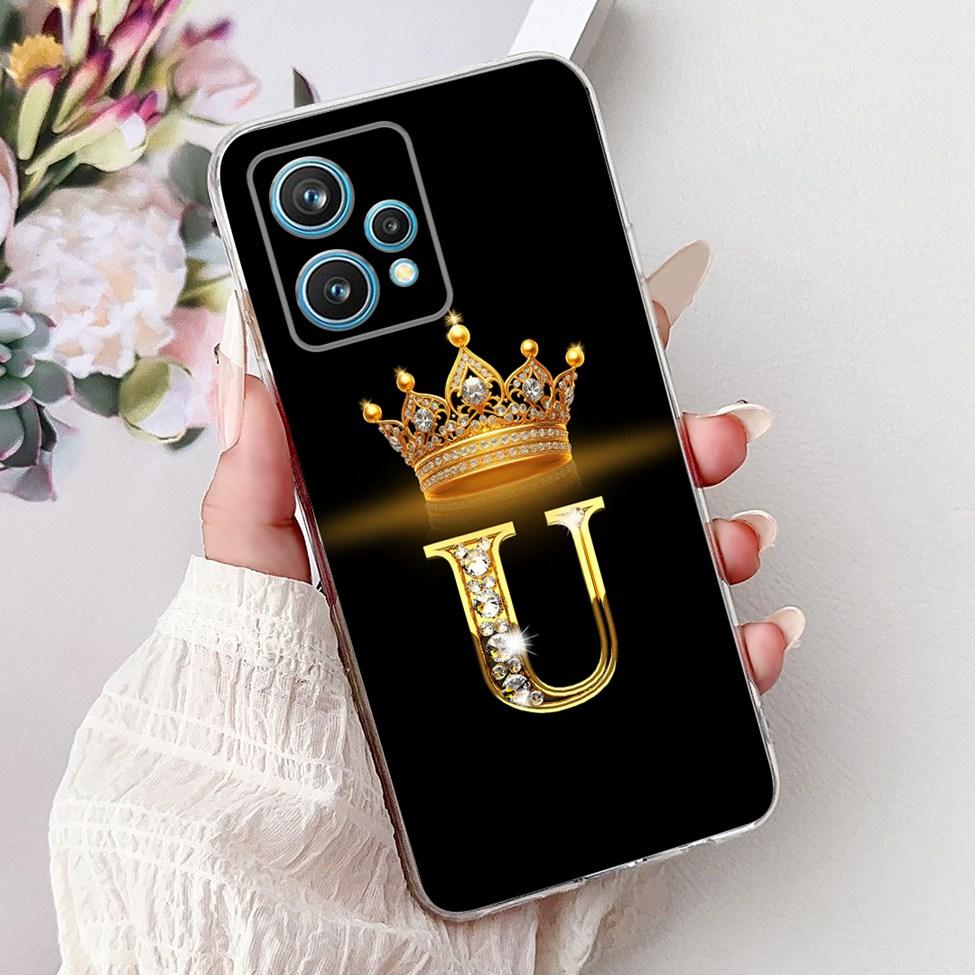 6.4" For Realme 9 Pro Plus Case RMX3392 Clear Fashion Luxury A-Z Letters Soft Bumper Cover For Realme 9 Pro+ Phone Case RMX3393