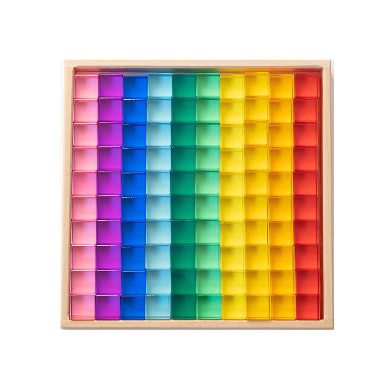 Transparent Rainbow 3D Building Blocks: Educational Acrylic Cubes for Children