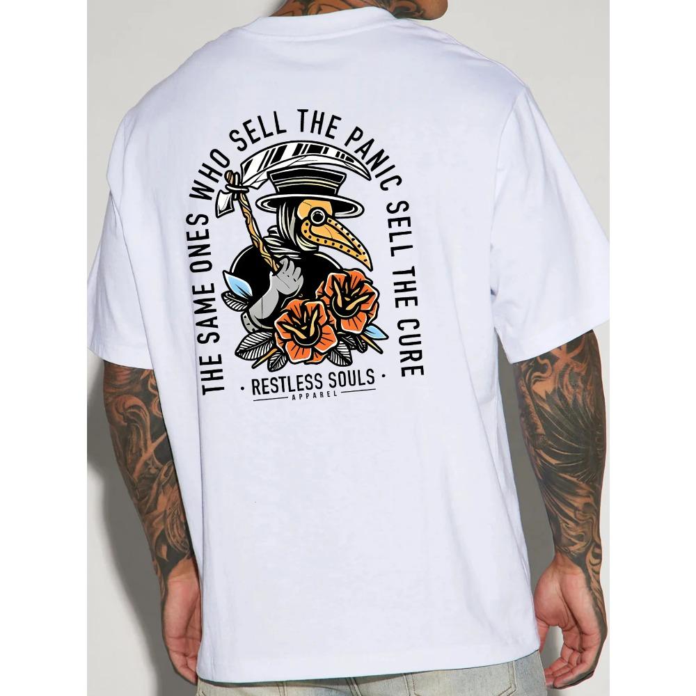 Men's Graphic Tee Casual Style Soft Cotton Comfortable Fit Crew Neck T-Shirt With Simplistic Short-sleeved Men's Clothing Tops