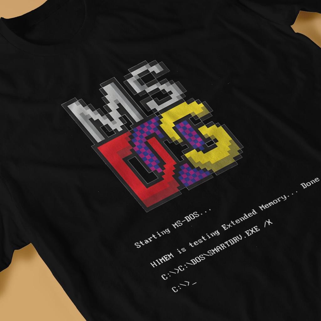Elegant T-Shirt for Men MS-DOS Funny Cotton Tee Shirt Round Collar Short Sleeve T Shirt Printed Clothes
