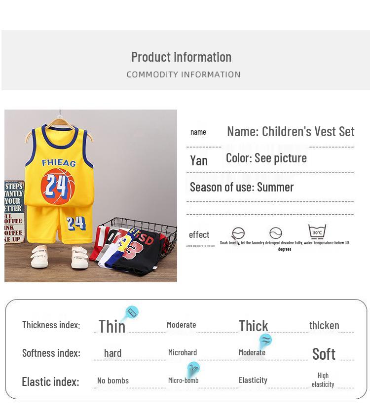 Ensemble Uniforme de Sport d'Été pour Enfants: Gilet et Short pour Garçon Moyens et Grands