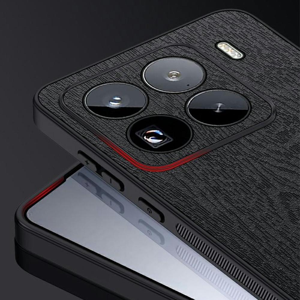 For Xiaomi 15 Pro Case Wood Texture PU Leather Coated PC+TPU Phone Cover