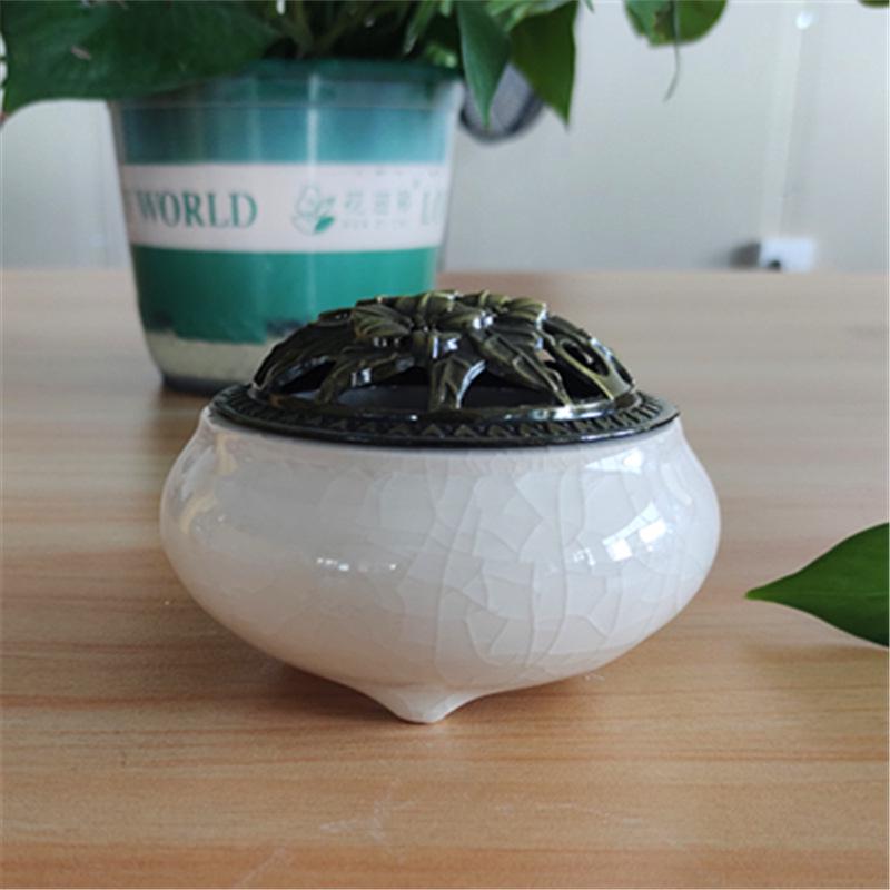 Celadon Ceramic Incense Burner for Home, Buddhist Supplies, Sandalwood Incense Path, Ice Crack Kiln Change Design.