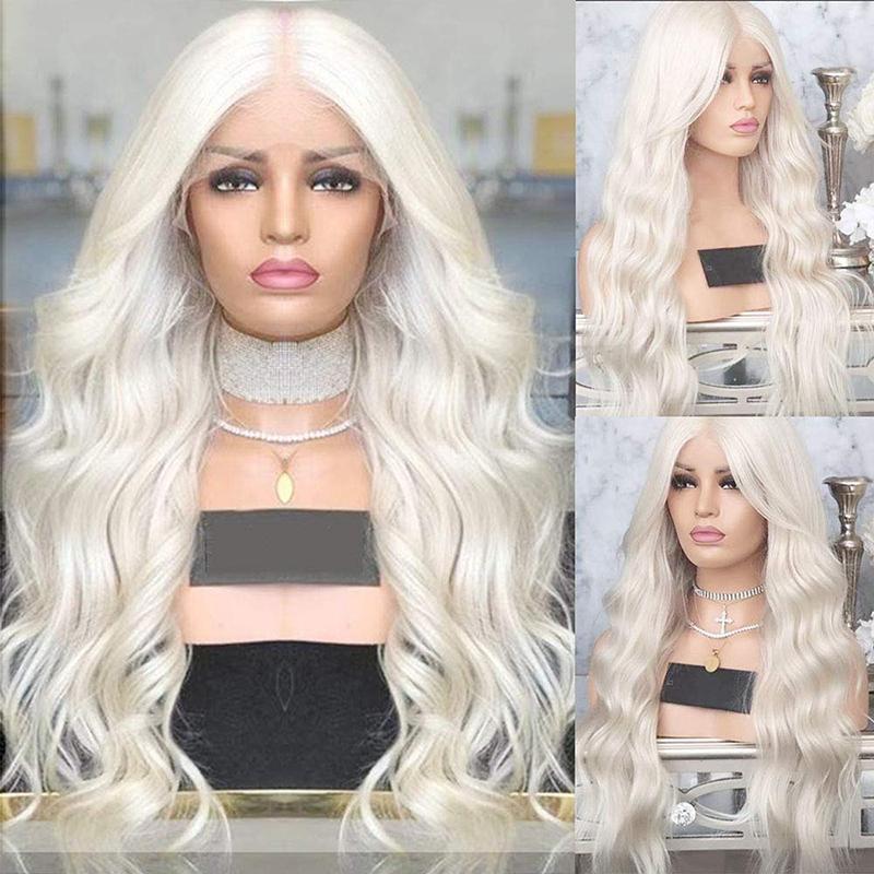 Dark Blue Long Body Wave Wig 13x4 Synthetic Lace Front Wigs for Women Pre Plucked Natural Hairline Wig Daily Use Cosplay Wig