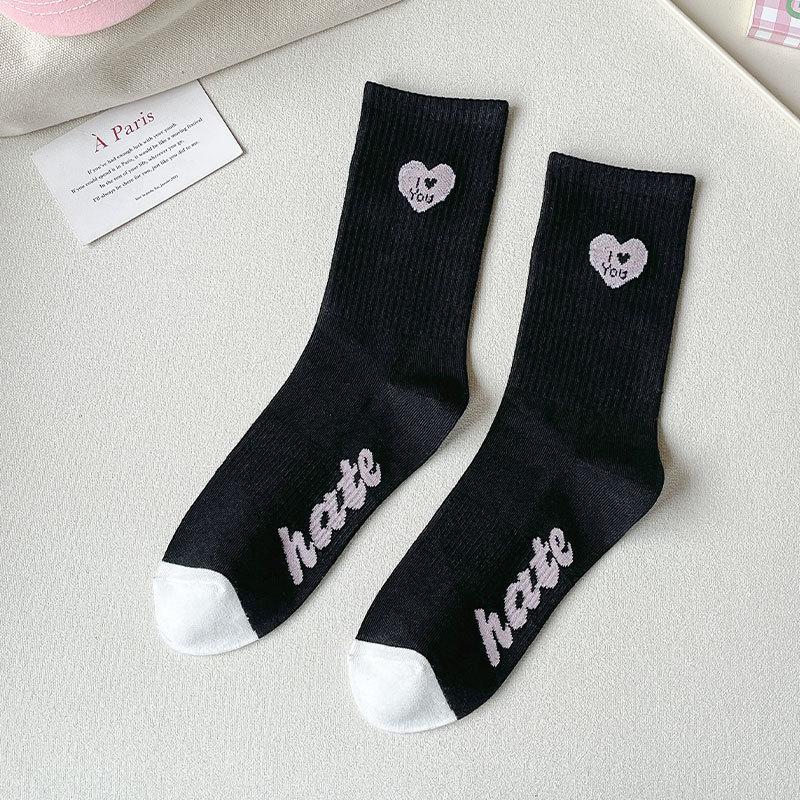 

Женские гольфы до середины икры, хлопковые носки, длинные носки на осень и зиму, универсальные спортивные женские носки, трендовые хлопковые носки с буквами 1 pair