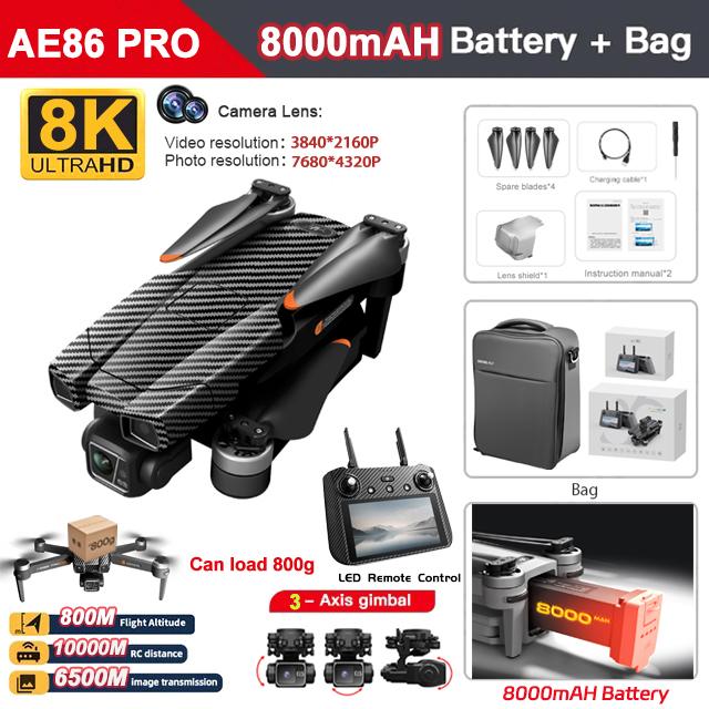 2025 New AE86 PRO MAX GPS Drone With 3-Axis Gimbal Professional 8K HD ESC Camera 5G FPV WiFi 28 Min Brushless RC Quadcopter 8KM
