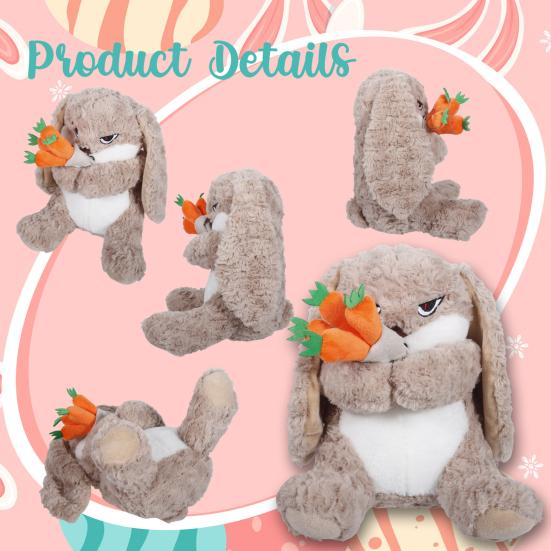 Easter Plush Bunny Toy Soft Stuffed Animal with Long Ears & Sweet Expression Safe PP Cotton Fill Cuddly Companion for Kids