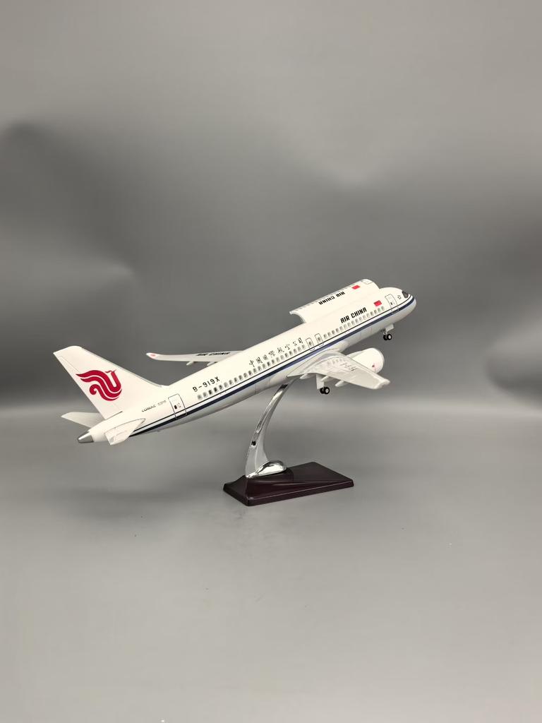 47CM Scale Airplane Air China Airline C919 Model Light Landing Gears Diecast Resin Plane For LED Collection Halloween Gift