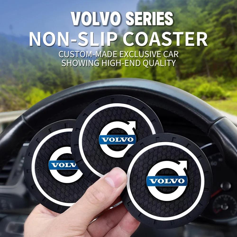PVC Car Logo Car Coaster Water Cup Anti-Slip Silicone Pads Skull Badge Emblem Tools for Volvo XC40 XC60 XC70 XC90 C30 C70 S60