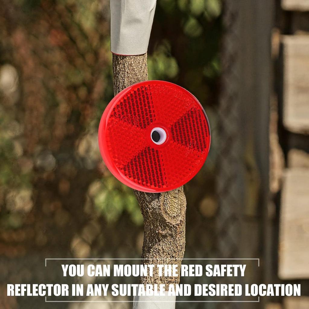 Kingdder 16er Pack Runde Front-Reflektoren für Einfahrt Zaun Torpfosten Anhänger Sicherheitsreflektoren mit zentralen Befestigungslöchern Autos Boote