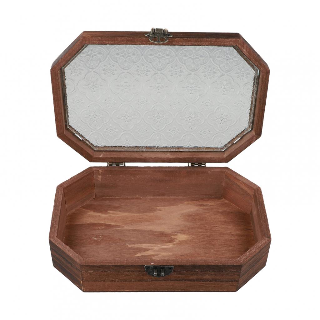Handcrafted Solid Wood Storage Box with Elegant Begonia Flower Design