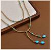 Boho Layered Long Necklace for Women, Turquoise Pearl Beaded Pendant, Sexy Y-shaped Chest Chain Necklace Statement Jewelry