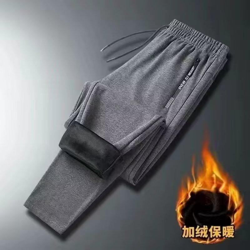 Sweatpants Men's Autumn and Winter New Fleece Thickened Large Size Zipper Casual Pants