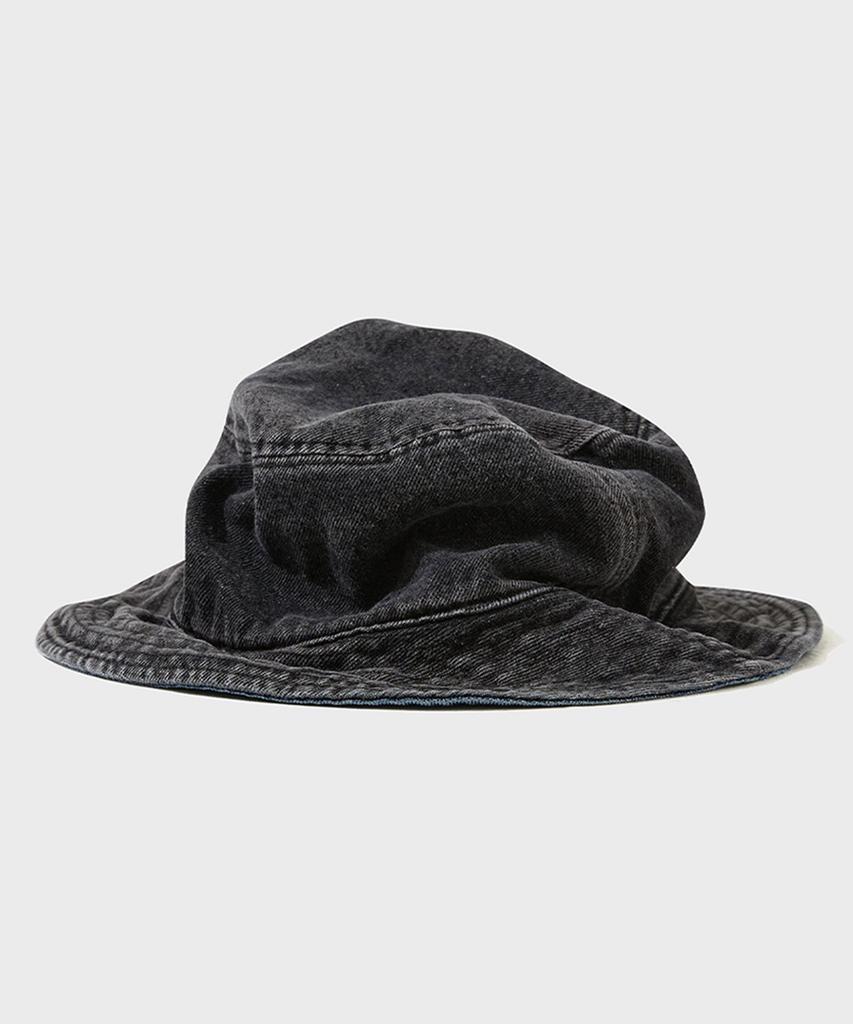 FFEFF STUDIO Vintage Washed Denim Reversible Bucket Hat (Deep Blue/Black)