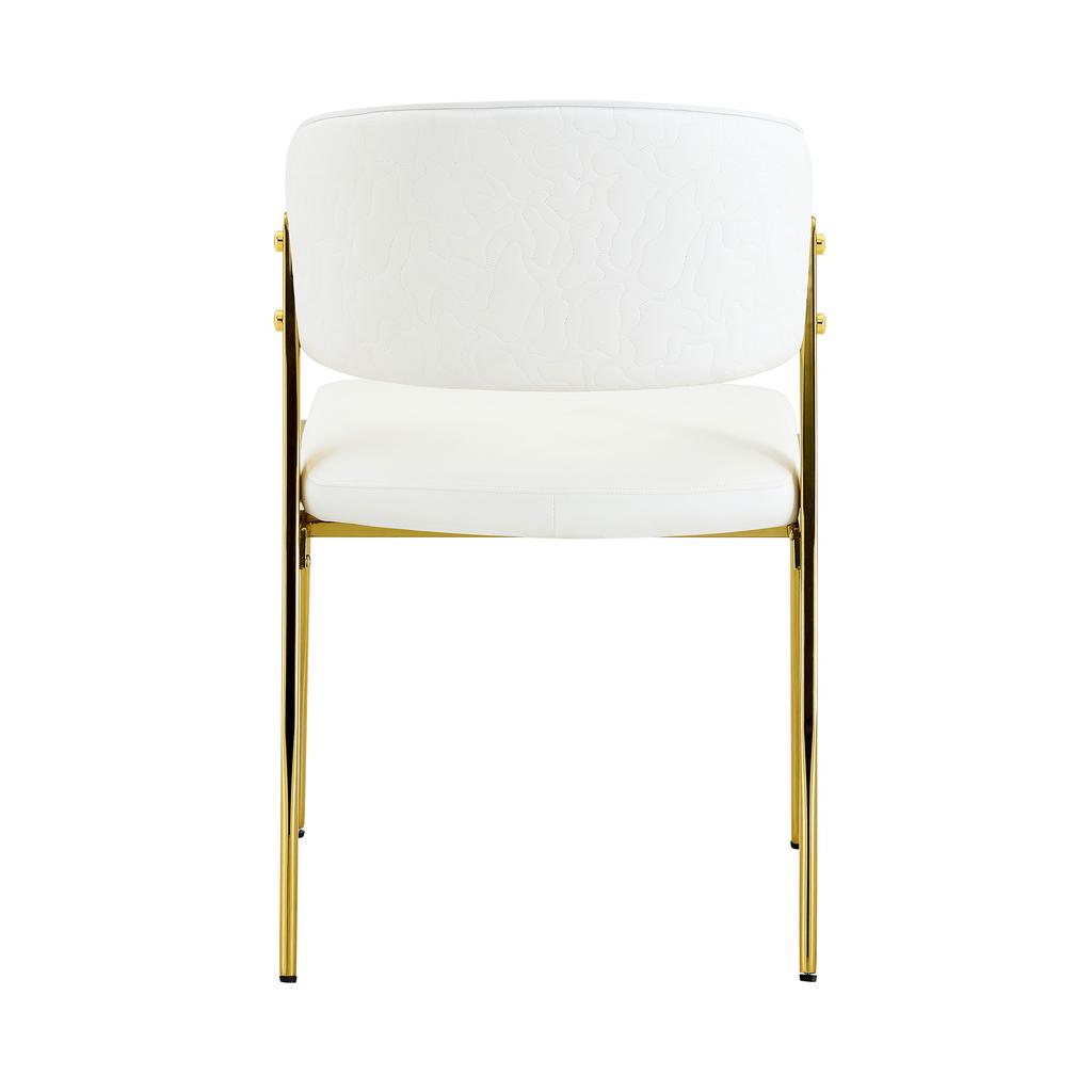 Dining Chair Set of 2 Modern Upholstered with Metal Frame, Ergonomic Backrest, Faux Leather Chair for Dining Room Living Room Kitchen - Chair Only