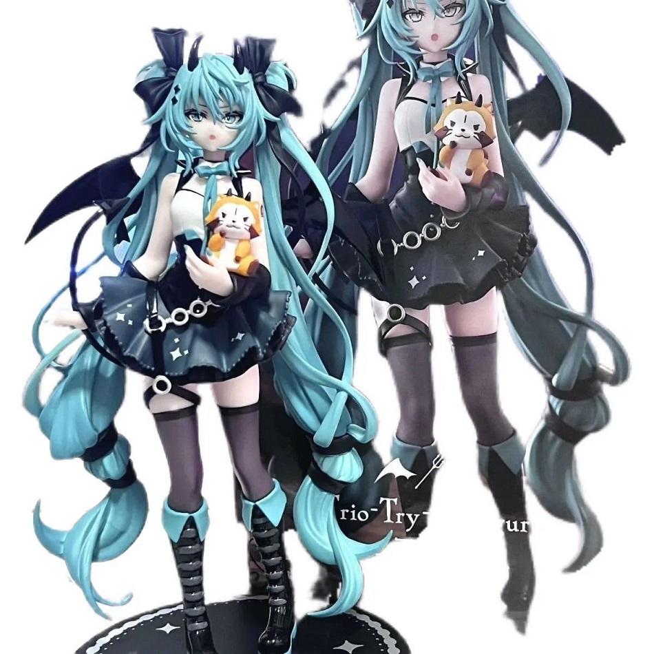 Anime Little Devil Hatsune Miku Handmade Little Raccoon Dark Angel Statue PVC Model Animation Peripheral Ornaments Toys Gifts