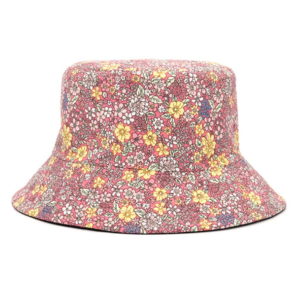 Spring and Summer Small Floral Print Bucket Hat Trend Flower Double-Sided Male Wild Basin Sun Woman Cap