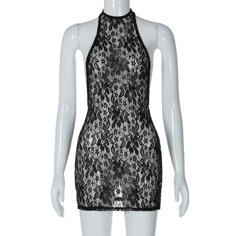 

Сексуальные модные кружевные коктейльные и вечерние платья женские откровенные рюкзаки для похудения шеи висячие платья L чёрный