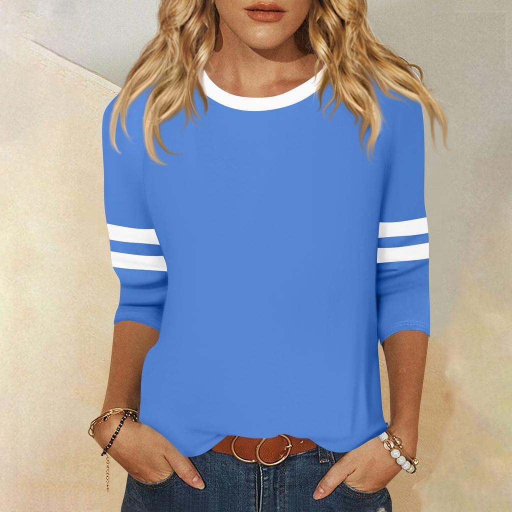 Dames T-skjorte Tee 3/4 Erme Hverdag Weekend Mote Basic Rund Hals Vanlig Topp